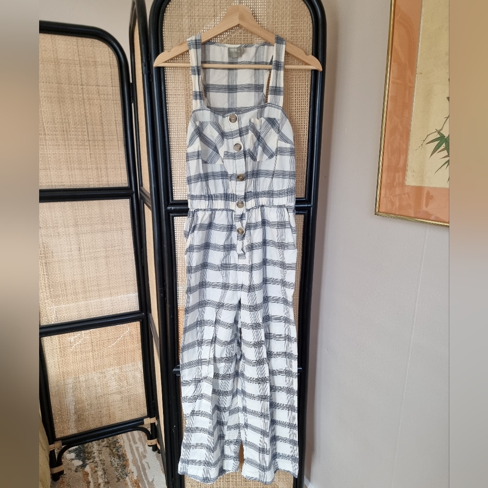 ASOS Blue and White Checkered Jumpsuit